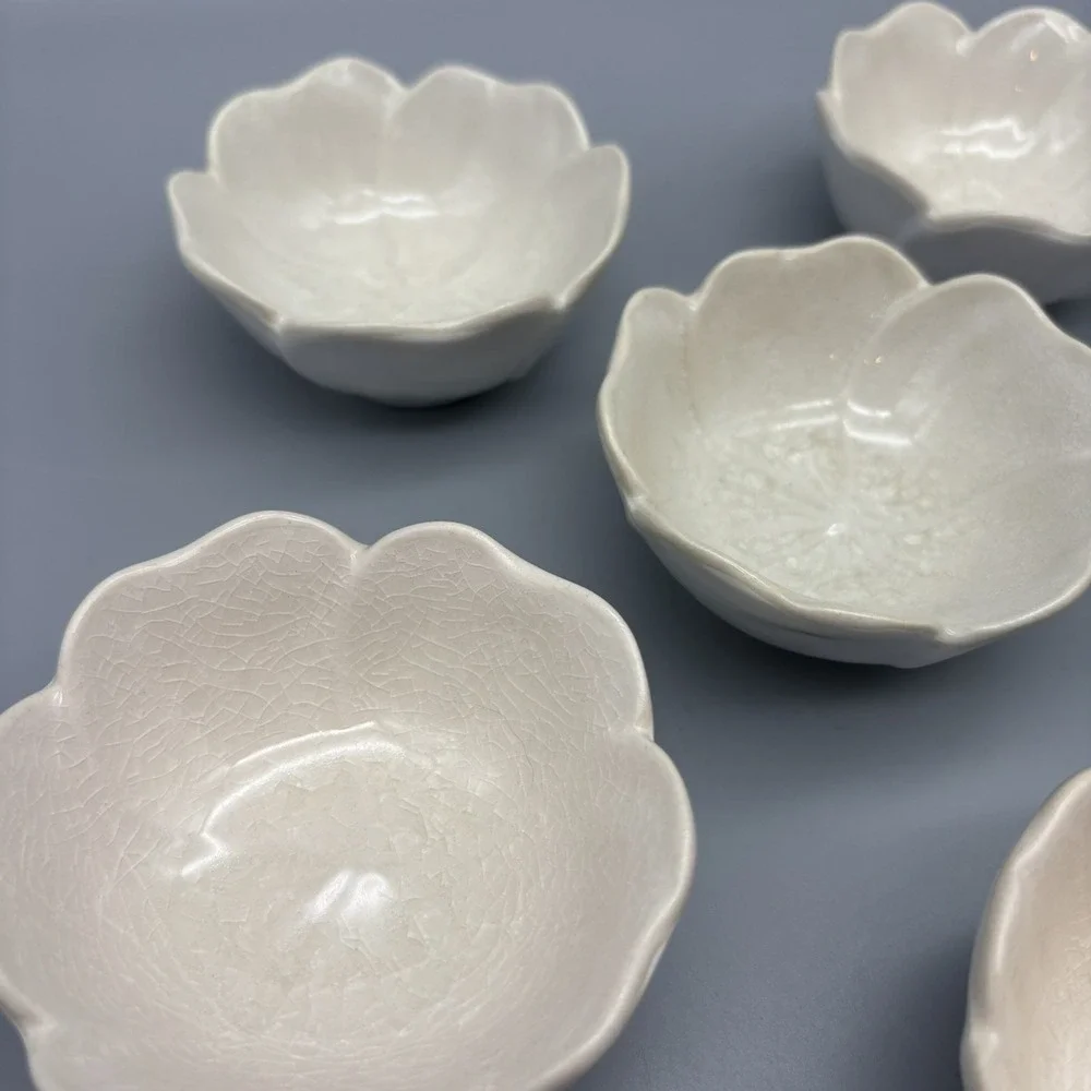 Pier 1 Imports Crackle‎ Flower Bowls 3.5